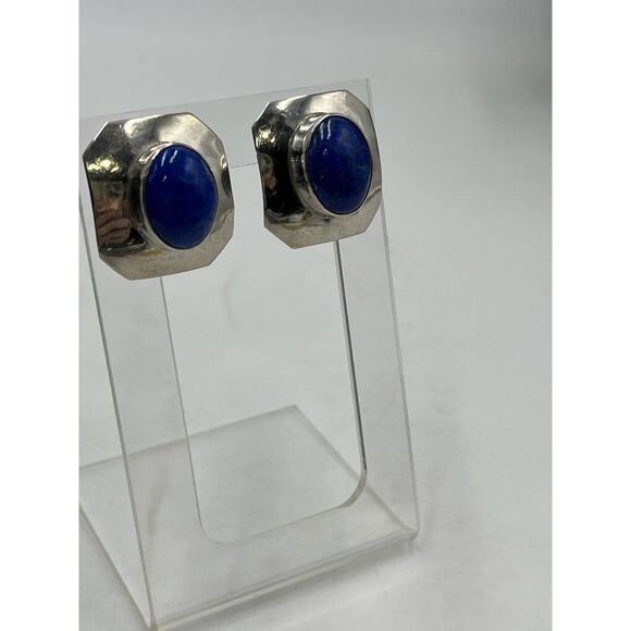 Jessie Claw Navajo Native American Signed Sterling Blue‎ Lapis Lazuli Earrings - Picture 3 of 8